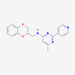 molecular formula C19H18N4O2 B7613282 N-(2,3-dihydro-1,4-benzodioxin-3-ylmethyl)-6-methyl-2-pyridin-4-ylpyrimidin-4-amine 