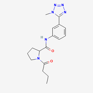 molecular formula C17H22N6O2 B7613347 1-butanoyl-N-[3-(1-methyltetrazol-5-yl)phenyl]pyrrolidine-2-carboxamide 