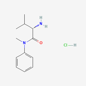 molecular formula C12H19ClN2O B7613371 (2S)-2-amino-N,3-dimethyl-N-phenylbutanamide;hydrochloride 