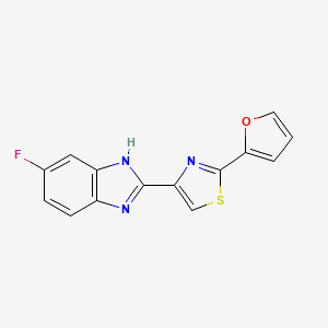 molecular formula C14H8FN3OS B7613506 4-(6-fluoro-1H-benzimidazol-2-yl)-2-(furan-2-yl)-1,3-thiazole 