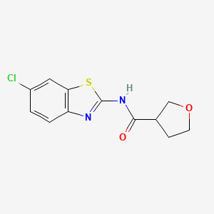 molecular formula C12H11ClN2O2S B7613514 N-(6-chloro-1,3-benzothiazol-2-yl)oxolane-3-carboxamide 