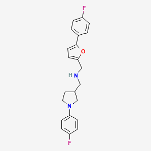 molecular formula C22H22F2N2O B7613527 N-[[5-(4-fluorophenyl)furan-2-yl]methyl]-1-[1-(4-fluorophenyl)pyrrolidin-3-yl]methanamine 