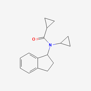 molecular formula C16H19NO B7613552 N-cyclopropyl-N-(2,3-dihydro-1H-inden-1-yl)cyclopropanecarboxamide 