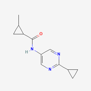 molecular formula C12H15N3O B7613570 N-(2-cyclopropylpyrimidin-5-yl)-2-methylcyclopropane-1-carboxamide 