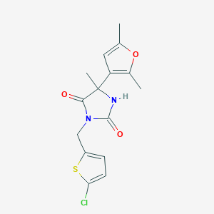 3-[(5-Chlorothiophen-2-yl)methyl]-5-(2,5-dimethylfuran-3-yl)-5-methylimidazolidine-2,4-dione