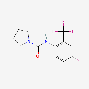 molecular formula C12H12F4N2O B7613663 N-[4-fluoro-2-(trifluoromethyl)phenyl]pyrrolidine-1-carboxamide 