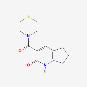 molecular formula C13H16N2O2S B7613684 3-(Thiomorpholine-4-carbonyl)-1,5,6,7-tetrahydrocyclopenta[b]pyridin-2-one 