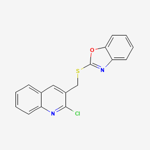 molecular formula C17H11ClN2OS B7613710 2-[(2-Chloroquinolin-3-yl)methylsulfanyl]-1,3-benzoxazole 