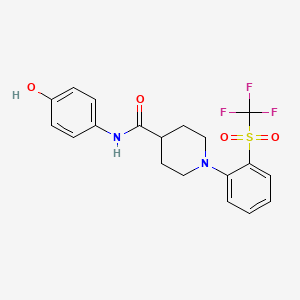 molecular formula C19H19F3N2O4S B7613760 N-(4-hydroxyphenyl)-1-[2-(trifluoromethylsulfonyl)phenyl]piperidine-4-carboxamide 