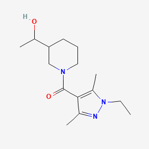 molecular formula C15H25N3O2 B7613762 (1-Ethyl-3,5-dimethylpyrazol-4-yl)-[3-(1-hydroxyethyl)piperidin-1-yl]methanone 