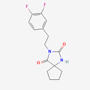 molecular formula C15H16F2N2O2 B7613781 3-[2-(3,4-Difluorophenyl)ethyl]-1,3-diazaspiro[4.4]nonane-2,4-dione 