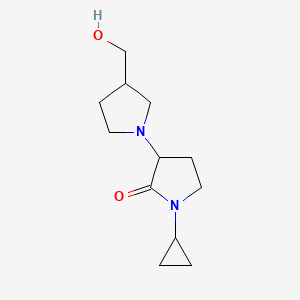 molecular formula C12H20N2O2 B7613895 1-Cyclopropyl-3-[3-(hydroxymethyl)pyrrolidin-1-yl]pyrrolidin-2-one 