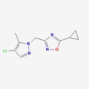 molecular formula C10H11ClN4O B7613901 3-[(4-Chloro-5-methylpyrazol-1-yl)methyl]-5-cyclopropyl-1,2,4-oxadiazole 