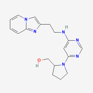 molecular formula C18H22N6O B7613915 [1-[6-(2-Imidazo[1,2-a]pyridin-2-ylethylamino)pyrimidin-4-yl]pyrrolidin-2-yl]methanol 