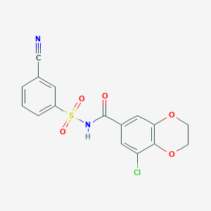 molecular formula C16H11ClN2O5S B7613924 5-chloro-N-(3-cyanophenyl)sulfonyl-2,3-dihydro-1,4-benzodioxine-7-carboxamide 