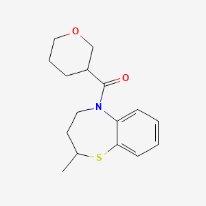 molecular formula C16H21NO2S B7613937 (2-methyl-3,4-dihydro-2H-1,5-benzothiazepin-5-yl)-(oxan-3-yl)methanone 