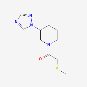 molecular formula C10H16N4OS B7613955 2-Methylsulfanyl-1-[3-(1,2,4-triazol-1-yl)piperidin-1-yl]ethanone 