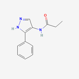 molecular formula C12H13N3O B7613962 N-(5-phenyl-1H-pyrazol-4-yl)propanamide 