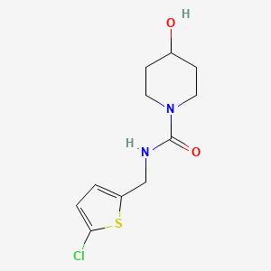 molecular formula C11H15ClN2O2S B7614069 N-[(5-chlorothiophen-2-yl)methyl]-4-hydroxypiperidine-1-carboxamide 