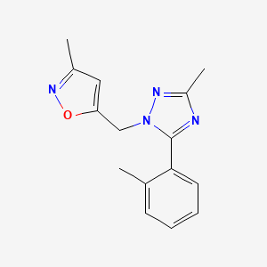 molecular formula C15H16N4O B7614132 3-Methyl-5-[[3-methyl-5-(2-methylphenyl)-1,2,4-triazol-1-yl]methyl]-1,2-oxazole 