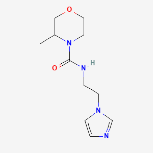 molecular formula C11H18N4O2 B7614143 N-(2-imidazol-1-ylethyl)-3-methylmorpholine-4-carboxamide 