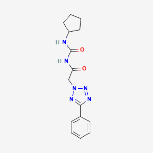 molecular formula C15H18N6O2 B7614200 N-(cyclopentylcarbamoyl)-2-(5-phenyltetrazol-2-yl)acetamide 