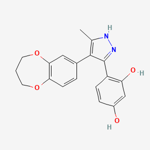 molecular formula C19H18N2O4 B7614209 4-[4-(3,4-dihydro-2H-1,5-benzodioxepin-7-yl)-5-methyl-1H-pyrazol-3-yl]benzene-1,3-diol 