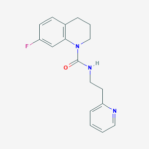 molecular formula C17H18FN3O B7614219 7-fluoro-N-(2-pyridin-2-ylethyl)-3,4-dihydro-2H-quinoline-1-carboxamide 