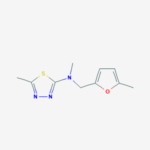 molecular formula C10H13N3OS B7614240 N,5-dimethyl-N-[(5-methylfuran-2-yl)methyl]-1,3,4-thiadiazol-2-amine 