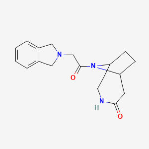 molecular formula C17H21N3O2 B7614258 9-[2-(1,3-Dihydroisoindol-2-yl)acetyl]-3,9-diazabicyclo[4.2.1]nonan-4-one 