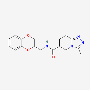 molecular formula C17H20N4O3 B7614299 N-(2,3-dihydro-1,4-benzodioxin-3-ylmethyl)-3-methyl-5,6,7,8-tetrahydro-[1,2,4]triazolo[4,3-a]pyridine-6-carboxamide 