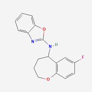 molecular formula C17H15FN2O2 B7614353 N-(7-fluoro-2,3,4,5-tetrahydro-1-benzoxepin-5-yl)-1,3-benzoxazol-2-amine 