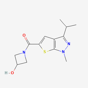 (3-Hydroxyazetidin-1-yl)-(1-methyl-3-propan-2-ylthieno[2,3-c]pyrazol-5-yl)methanone