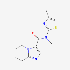 molecular formula C13H16N4OS B7614499 N-methyl-N-(4-methyl-1,3-thiazol-2-yl)-5,6,7,8-tetrahydroimidazo[1,2-a]pyridine-3-carboxamide 