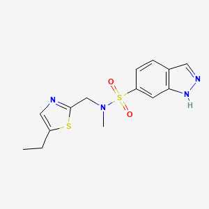 molecular formula C14H16N4O2S2 B7614511 N-[(5-ethyl-1,3-thiazol-2-yl)methyl]-N-methyl-1H-indazole-6-sulfonamide 