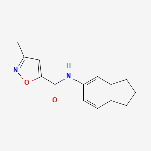 molecular formula C14H14N2O2 B7614559 N-(2,3-dihydro-1H-inden-5-yl)-3-methyl-1,2-oxazole-5-carboxamide 