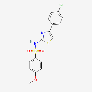 molecular formula C16H13ClN2O3S2 B7614569 N-[4-(4-chlorophenyl)-1,3-thiazol-2-yl]-4-methoxybenzenesulfonamide 