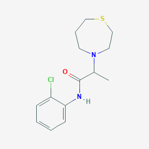 molecular formula C14H19ClN2OS B7614597 N-(2-chlorophenyl)-2-(1,4-thiazepan-4-yl)propanamide 