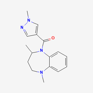 molecular formula C16H20N4O B7614708 (1,4-dimethyl-3,4-dihydro-2H-1,5-benzodiazepin-5-yl)-(1-methylpyrazol-4-yl)methanone 