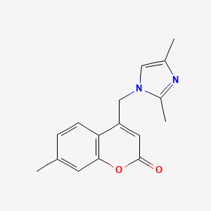 molecular formula C16H16N2O2 B7614792 4-[(2,4-Dimethylimidazol-1-yl)methyl]-7-methylchromen-2-one 