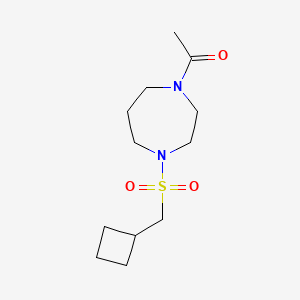 molecular formula C12H22N2O3S B7614881 1-[4-(Cyclobutylmethylsulfonyl)-1,4-diazepan-1-yl]ethanone 