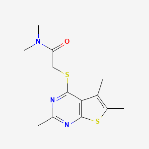 molecular formula C13H17N3OS2 B7614884 N,N-dimethyl-2-(2,5,6-trimethylthieno[2,3-d]pyrimidin-4-yl)sulfanylacetamide 