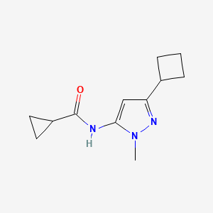 molecular formula C12H17N3O B7614922 N-(5-cyclobutyl-2-methylpyrazol-3-yl)cyclopropanecarboxamide 