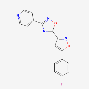 molecular formula C16H9FN4O2 B7614965 5-[5-(4-Fluorophenyl)-1,2-oxazol-3-yl]-3-pyridin-4-yl-1,2,4-oxadiazole 