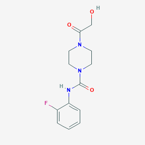 molecular formula C13H16FN3O3 B7614980 N-(2-fluorophenyl)-4-(2-hydroxyacetyl)piperazine-1-carboxamide 