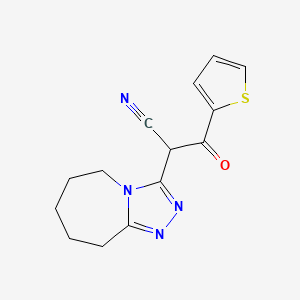 3-oxo-2-(6,7,8,9-tetrahydro-5H-[1,2,4]triazolo[4,3-a]azepin-3-yl)-3-thiophen-2-ylpropanenitrile