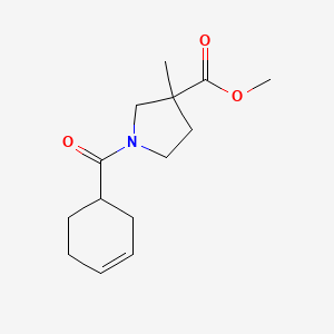 molecular formula C14H21NO3 B7615054 Methyl 1-(cyclohex-3-ene-1-carbonyl)-3-methylpyrrolidine-3-carboxylate 