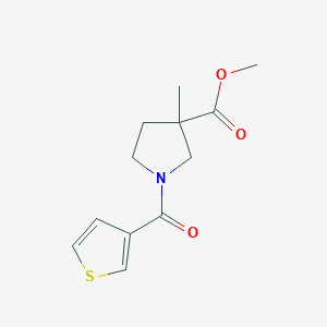 molecular formula C12H15NO3S B7615074 Methyl 3-methyl-1-(thiophene-3-carbonyl)pyrrolidine-3-carboxylate 