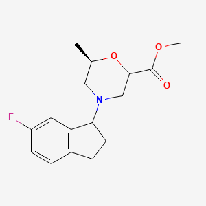 molecular formula C16H20FNO3 B7615175 methyl (6R)-4-(6-fluoro-2,3-dihydro-1H-inden-1-yl)-6-methylmorpholine-2-carboxylate 