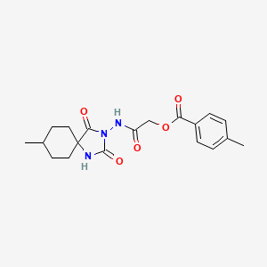 molecular formula C19H23N3O5 B7615315 [2-[(8-Methyl-2,4-dioxo-1,3-diazaspiro[4.5]decan-3-yl)amino]-2-oxoethyl] 4-methylbenzoate 